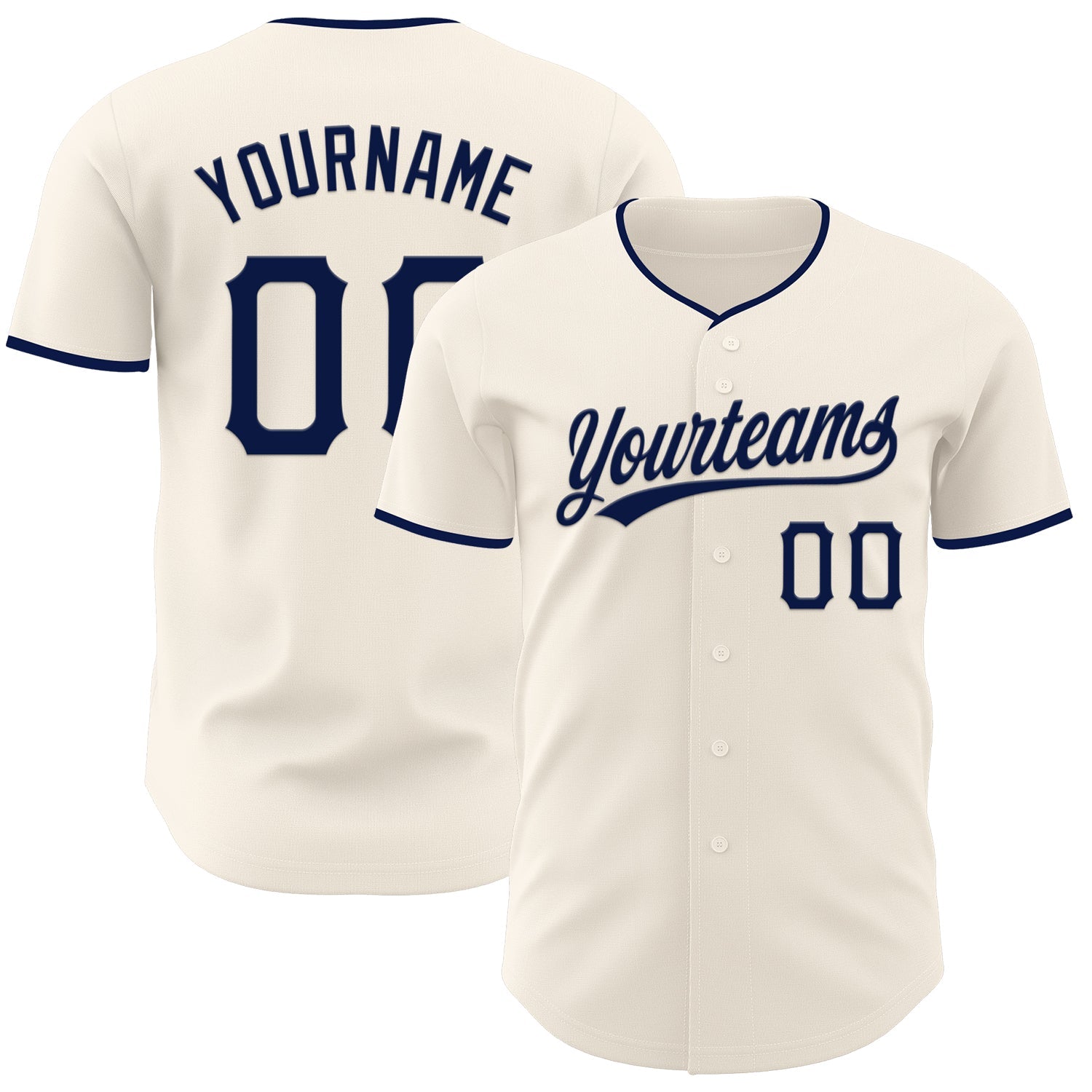 Custom Cream Navy Authentic Baseball Jersey