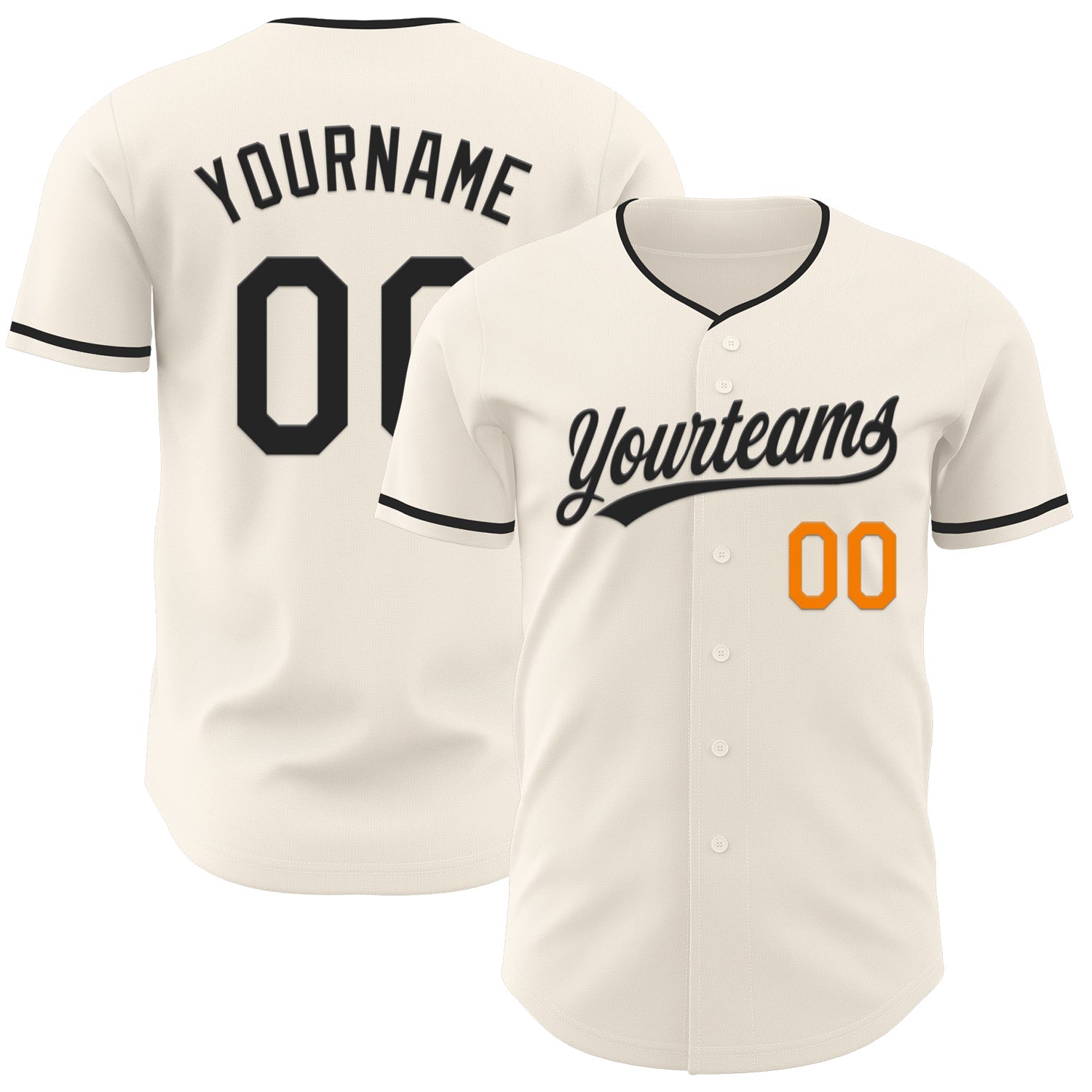 Custom Cream Black-Bay Orange Authentic Baseball Jersey