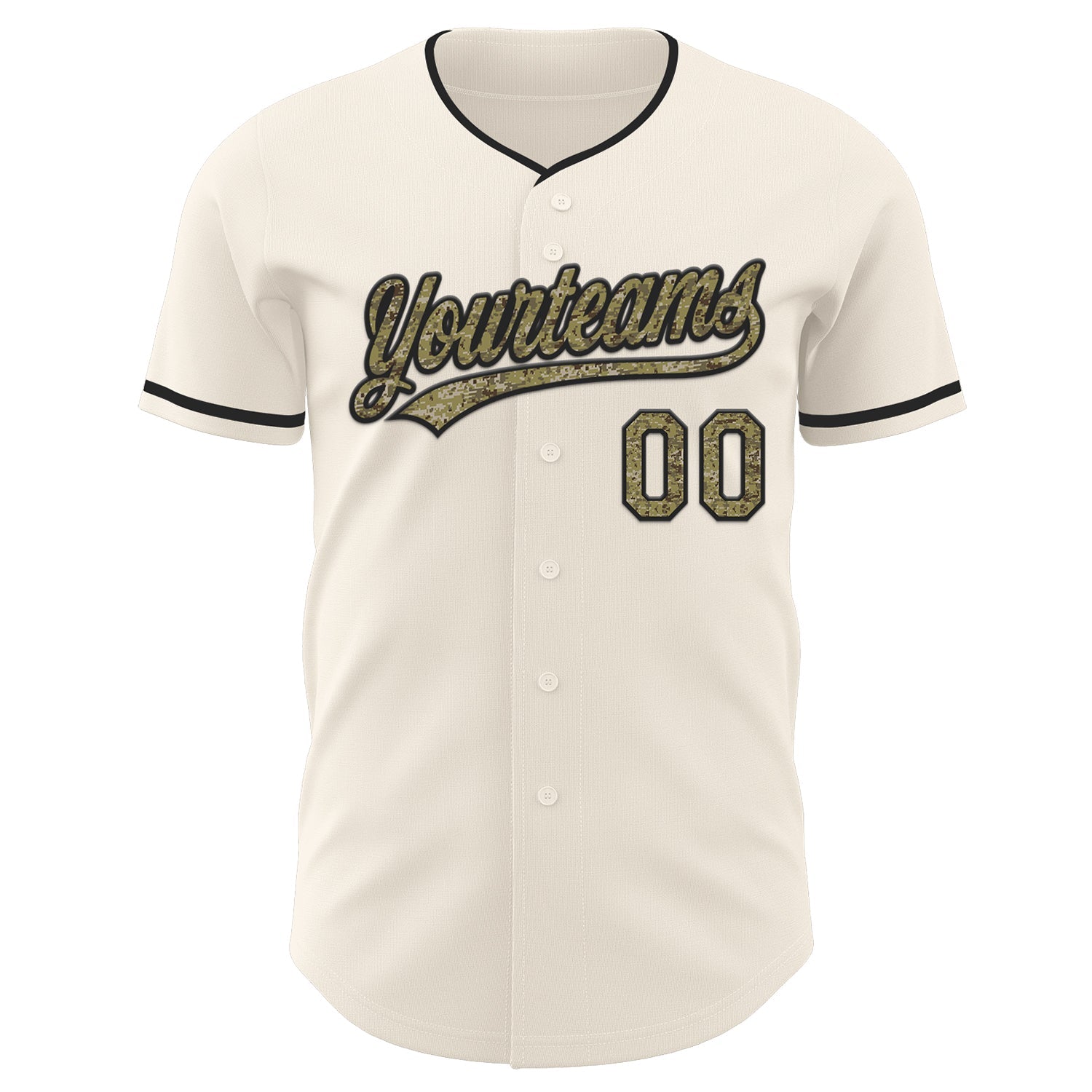 Custom Cream Camo-Black Authentic Baseball Jersey