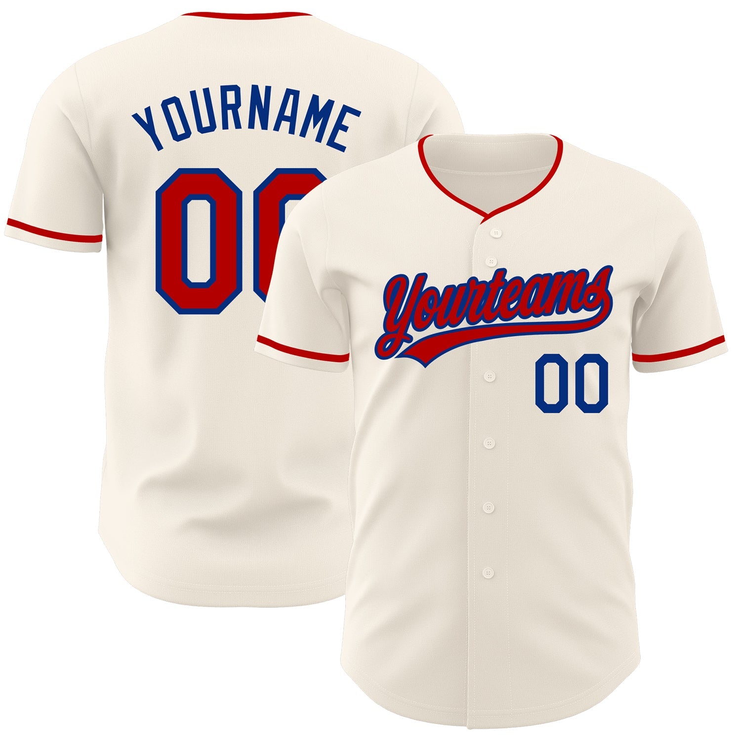 Custom Cream Red-Royal Authentic Baseball Jersey