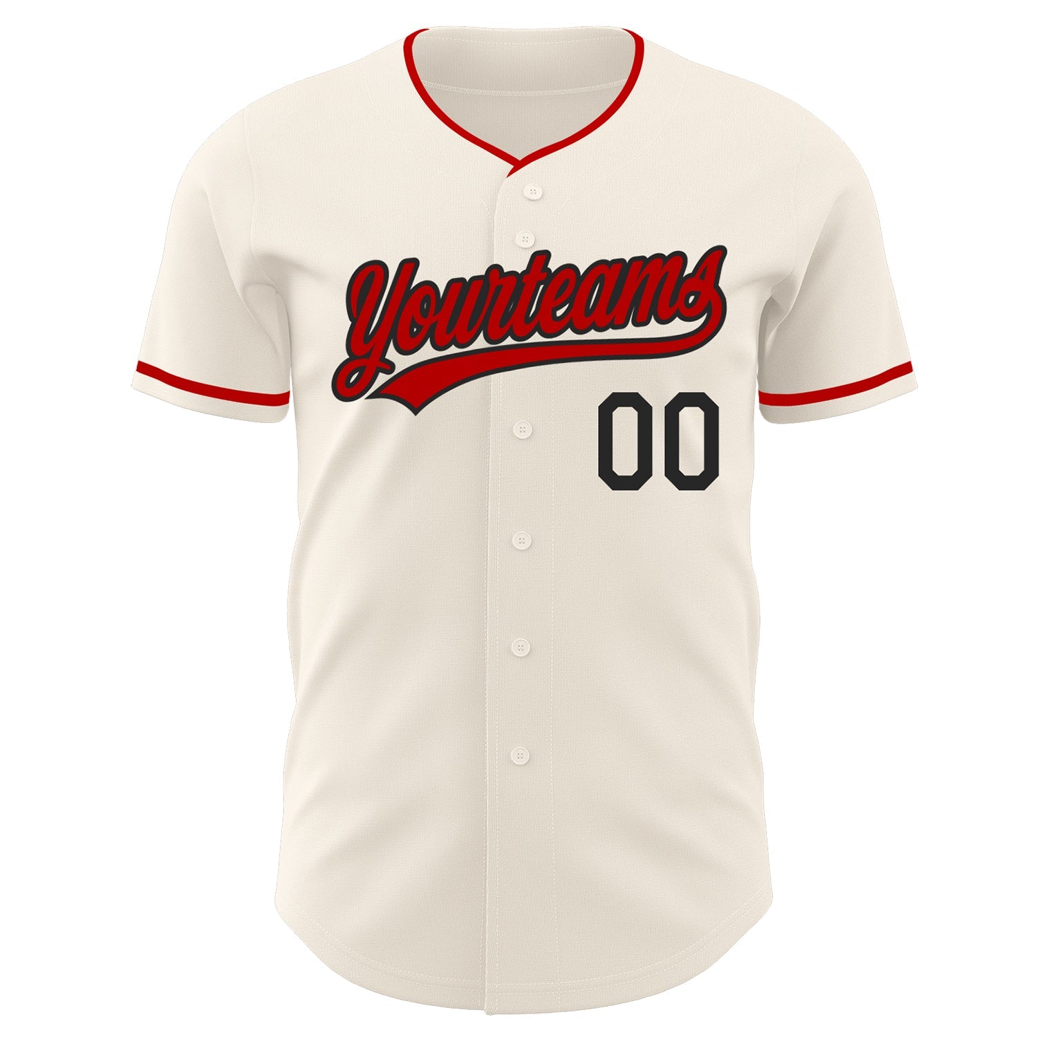 Custom Cream Red-Black Authentic Baseball Jersey
