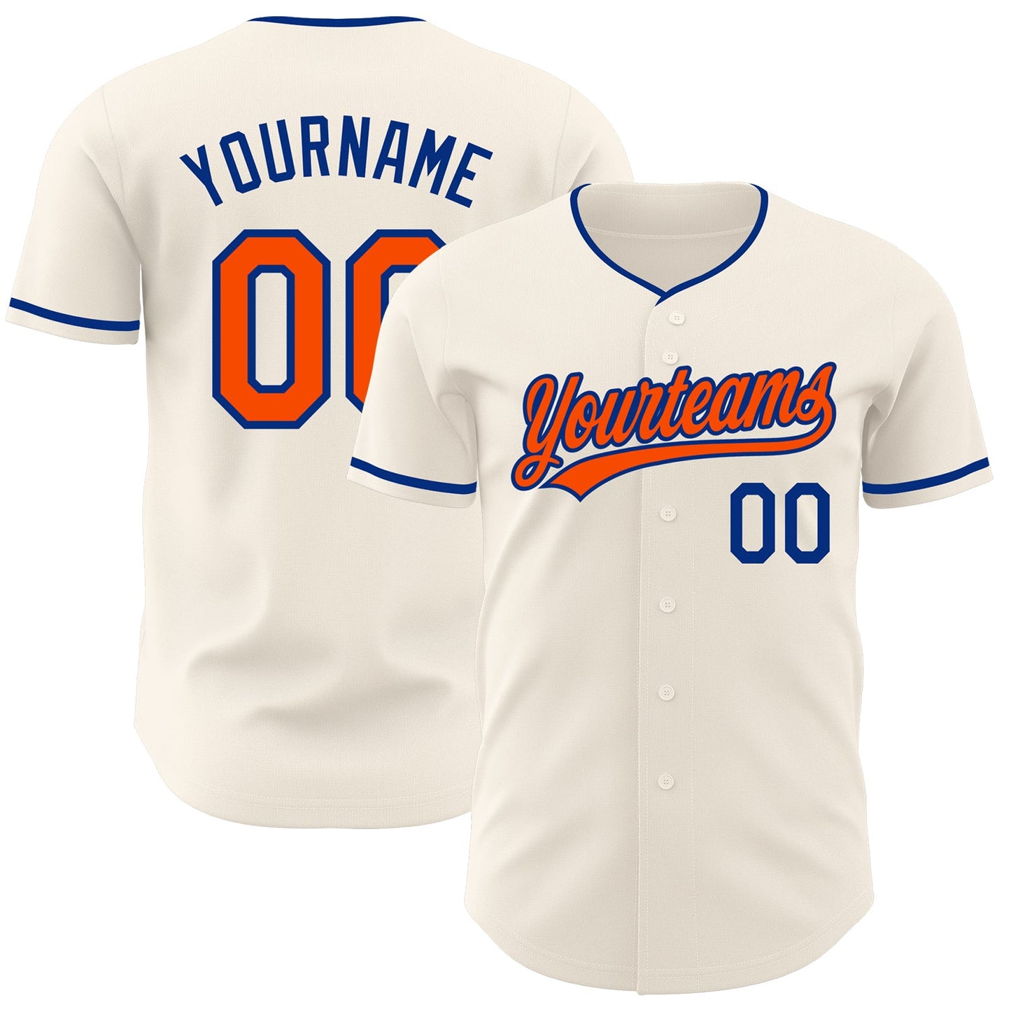 Custom Cream Orange-Royal Authentic Baseball Jersey