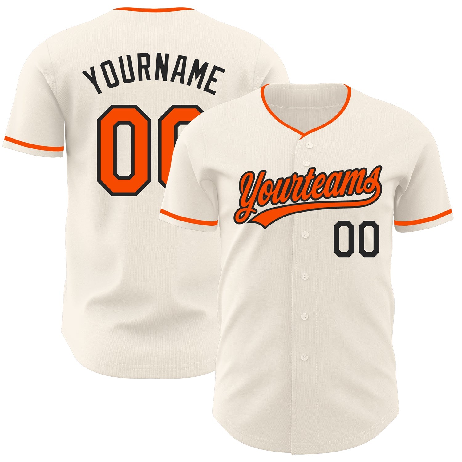 Custom Cream Orange-Black Authentic Baseball Jersey