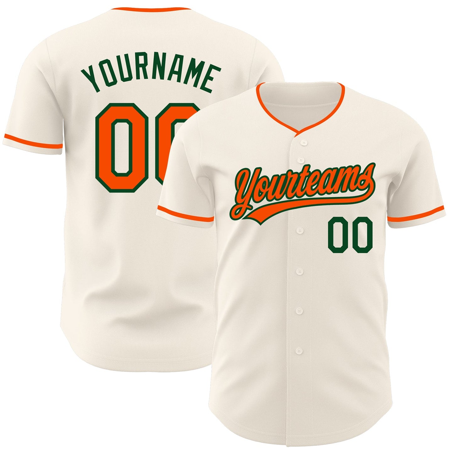 Custom Cream Orange-Green Authentic Baseball Jersey