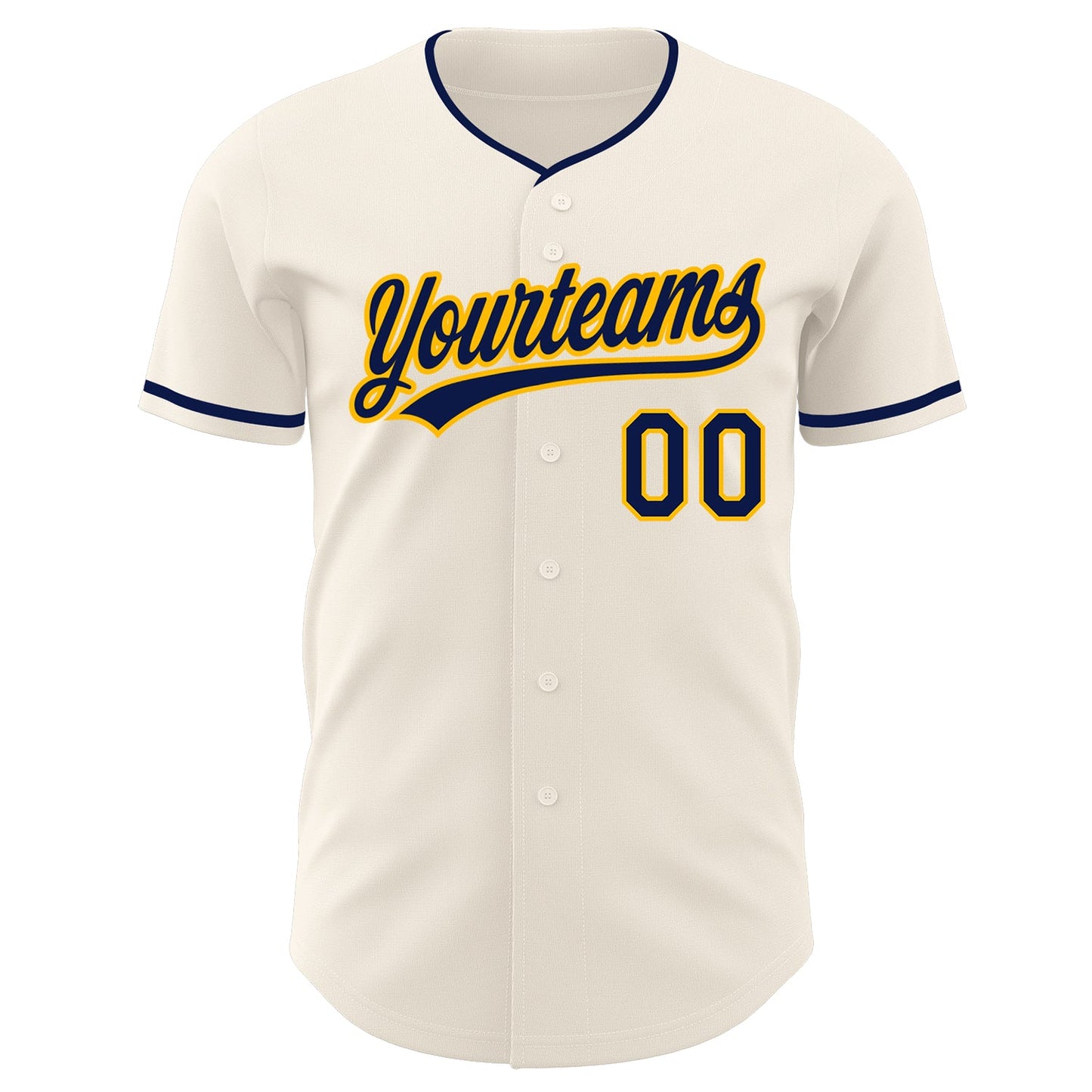 Custom Cream Navy-Gold Authentic Baseball Jersey