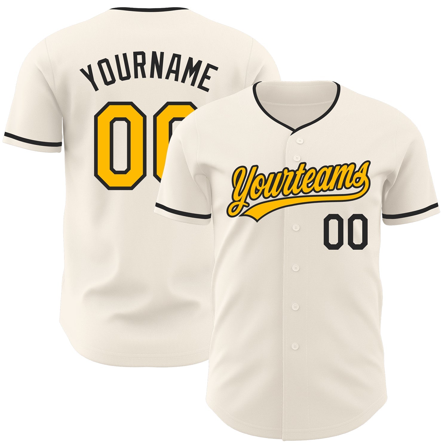 Custom Cream Gold-Black Authentic Baseball Jersey