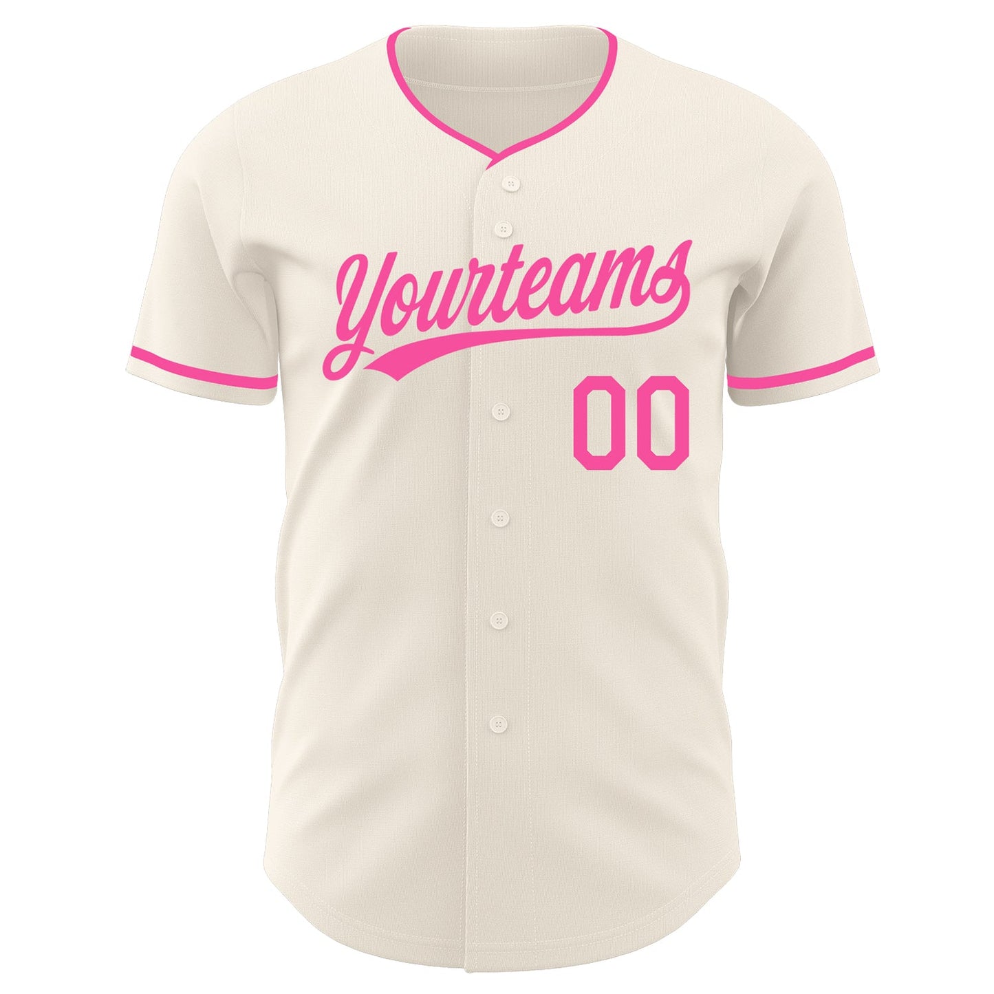 Custom Cream-Pink Authentic Baseball Jersey
