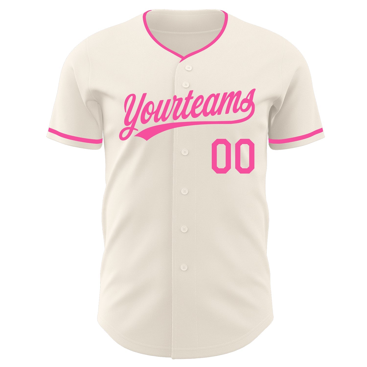 Custom Cream-Pink Authentic Baseball Jersey