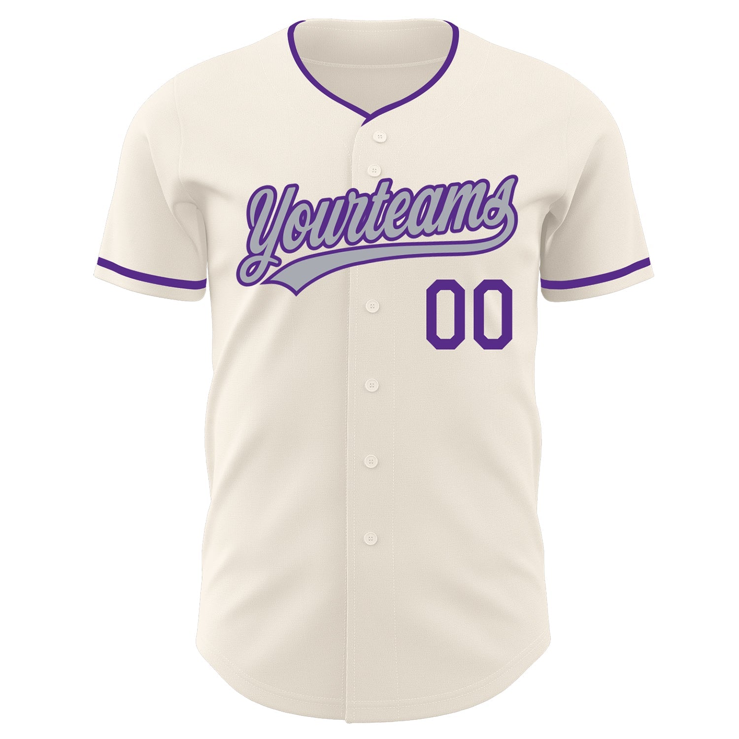 Custom Cream Gray-Purple Authentic Baseball Jersey