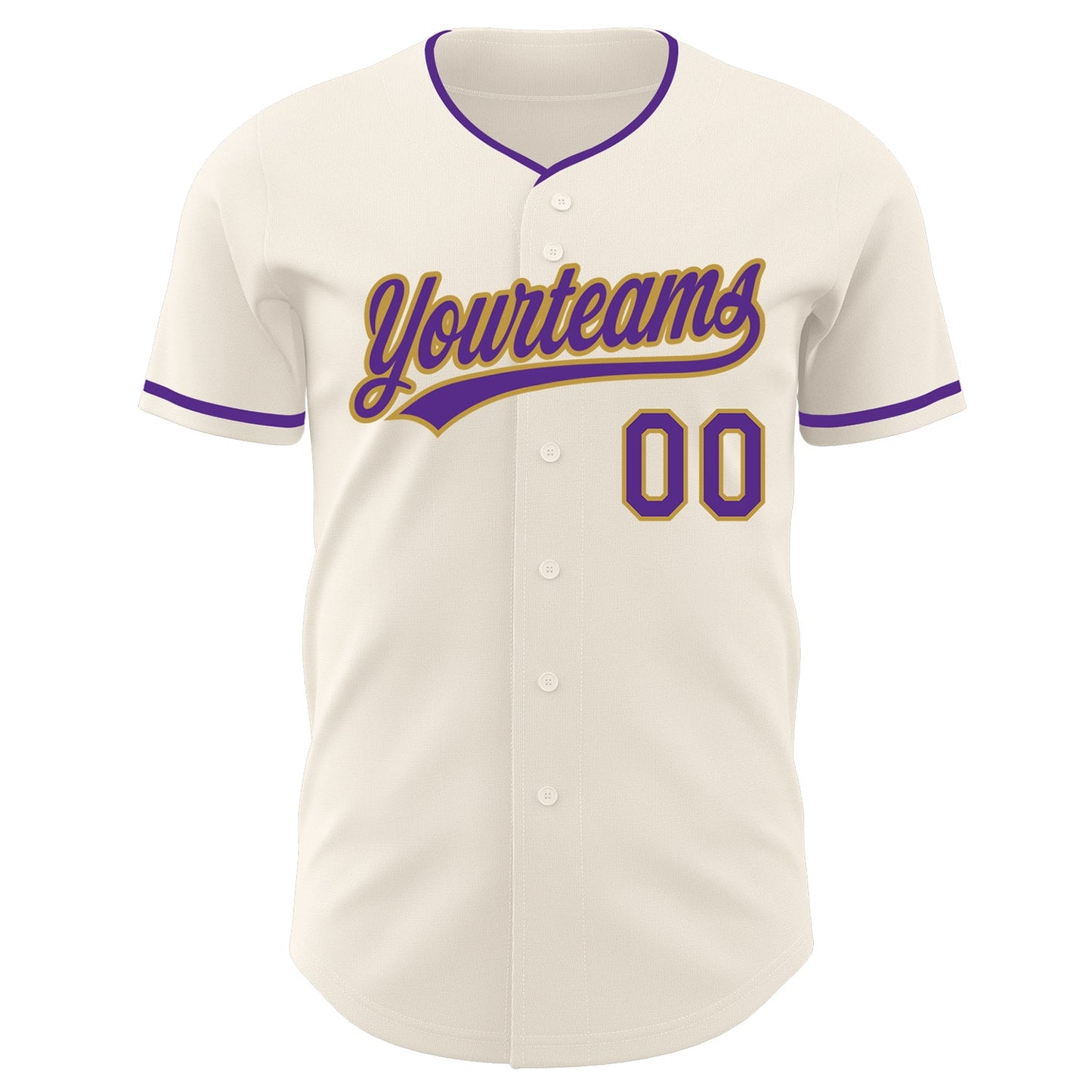 Custom Cream Purple-Old Gold Authentic Baseball Jersey