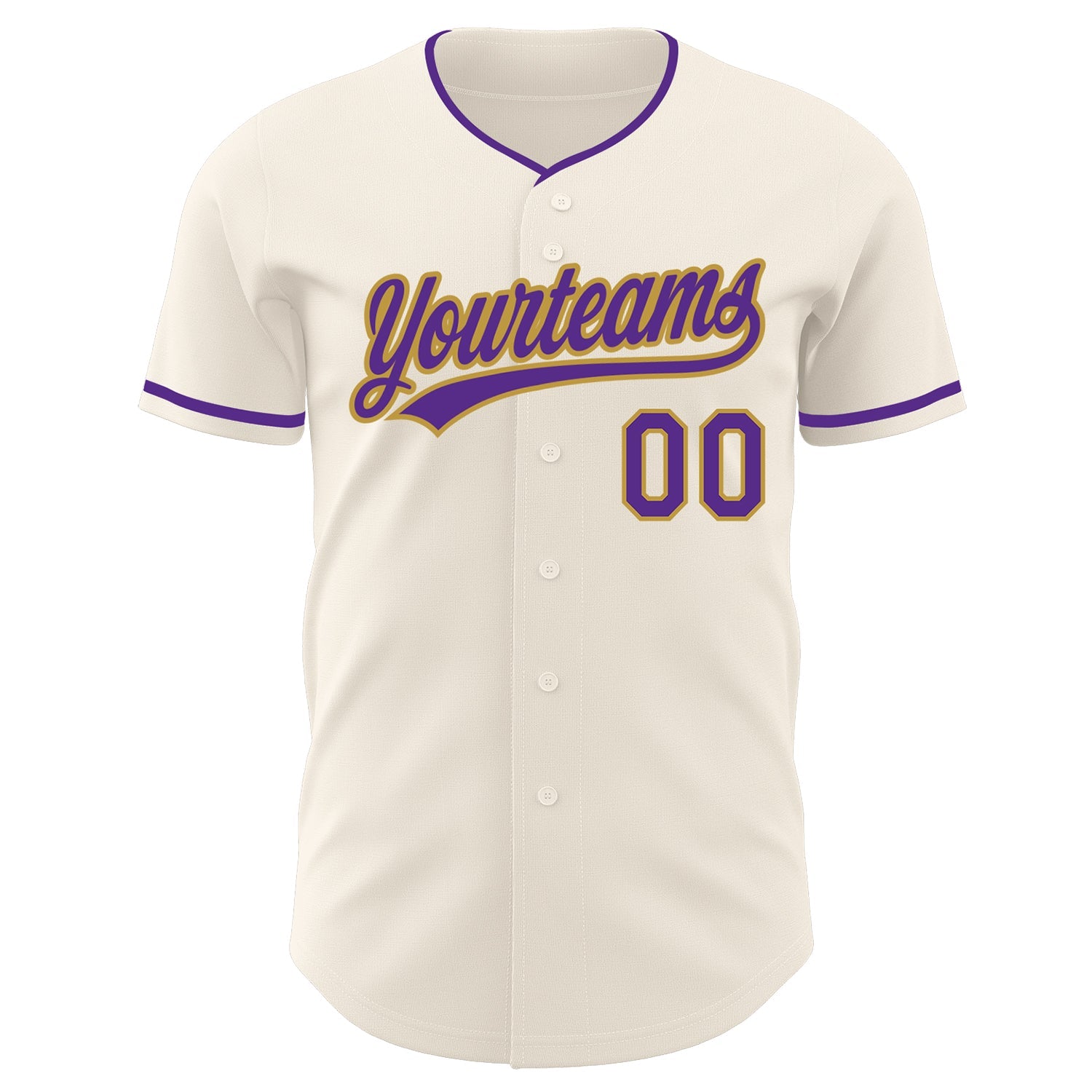 Custom Cream Purple-Old Gold Authentic Baseball Jersey