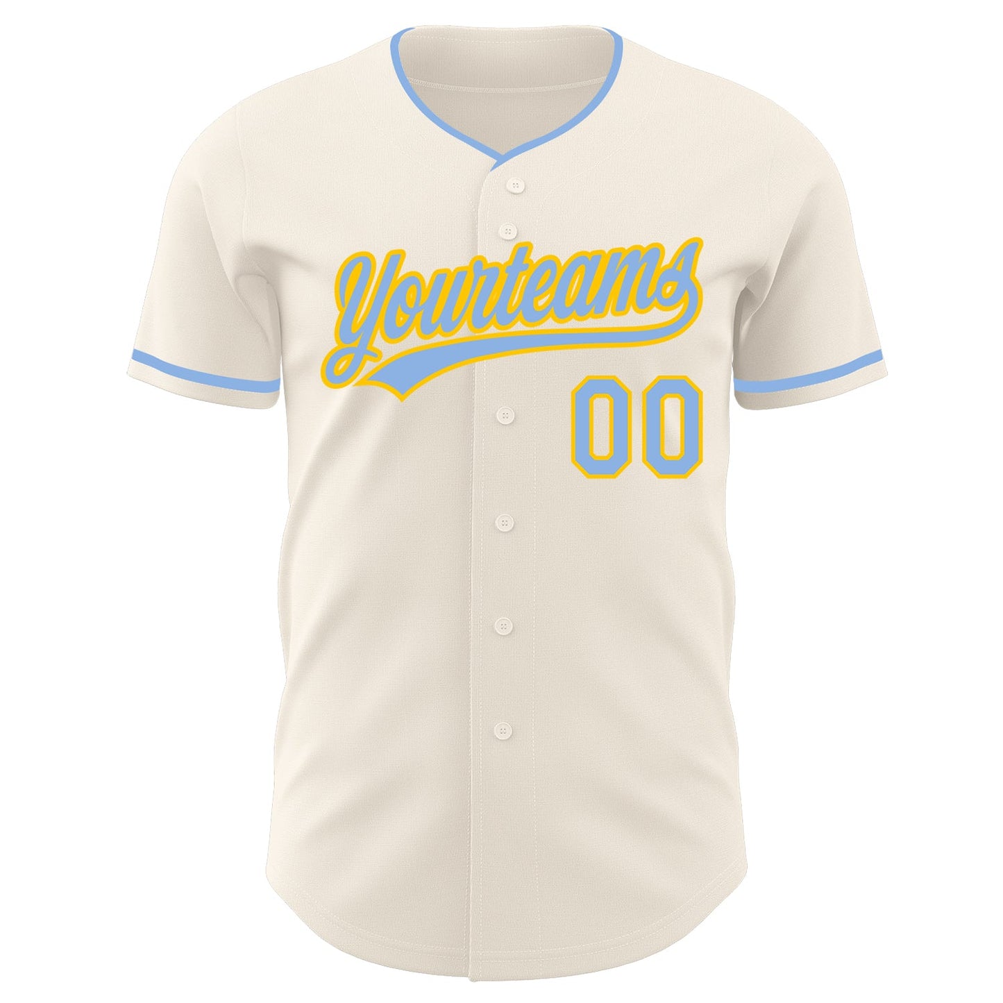 Custom Cream Light Blue-Yellow Authentic Baseball Jersey