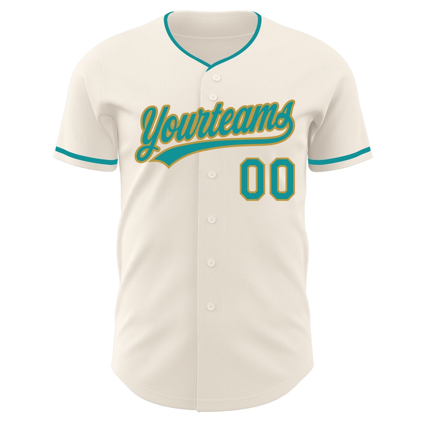 Custom Cream Teal-Old Gold Authentic Baseball Jersey