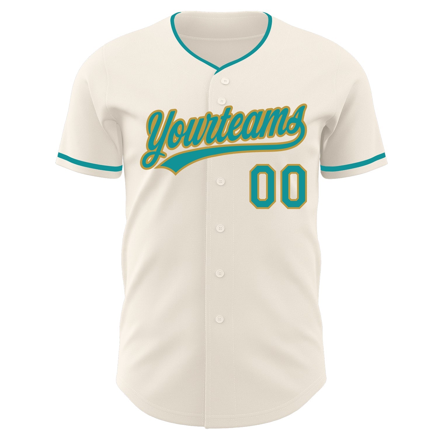 Custom Cream Teal-Old Gold Authentic Baseball Jersey