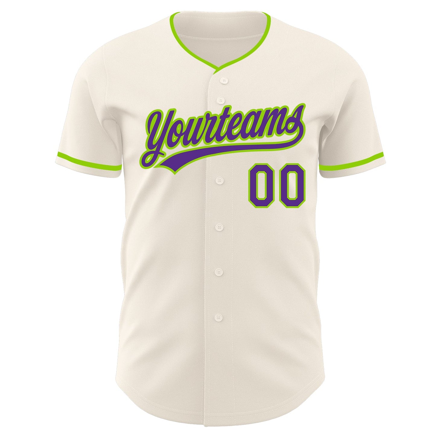 Custom Cream Purple-Neon Green Authentic Baseball Jersey