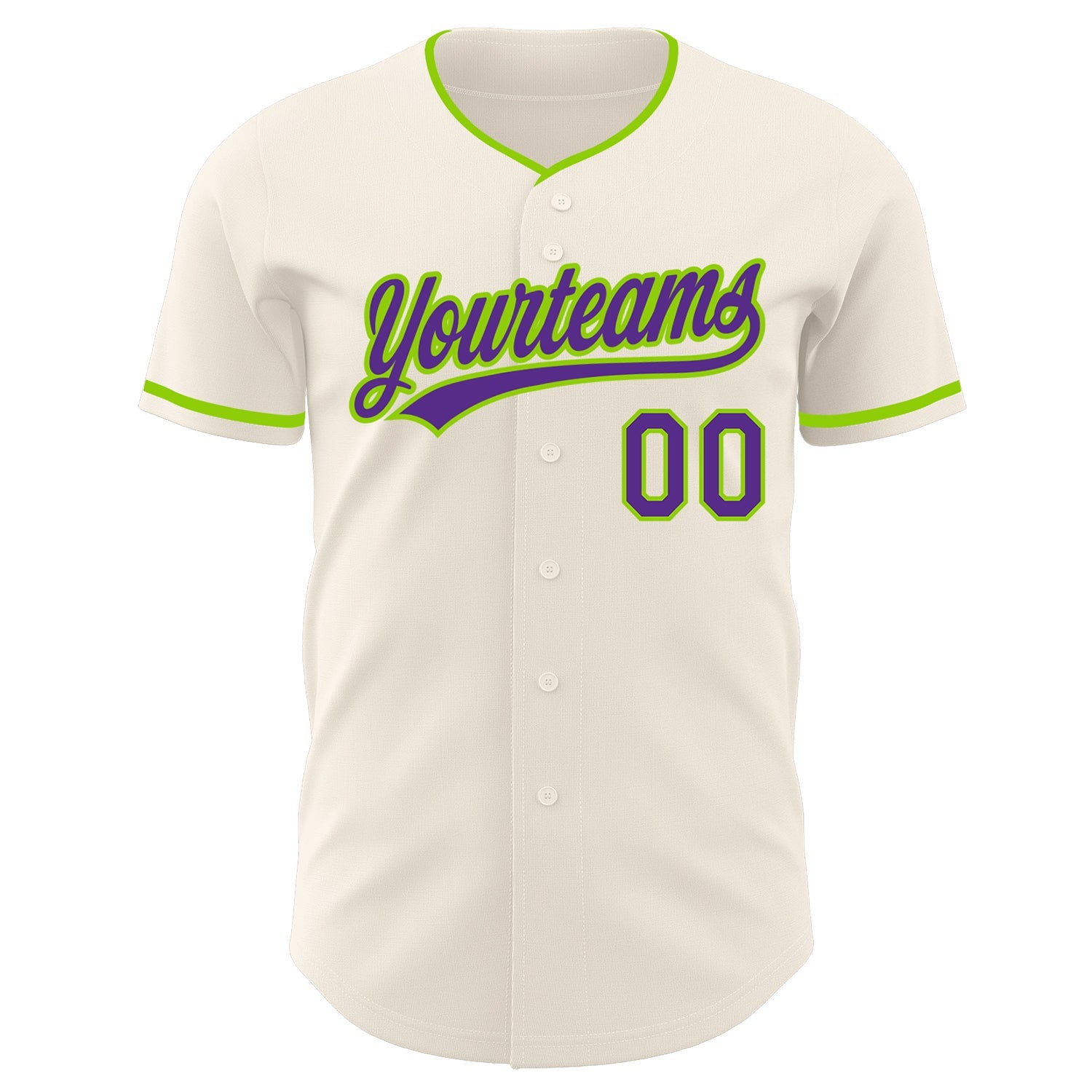 Custom Cream Purple-Neon Green Authentic Baseball Jersey