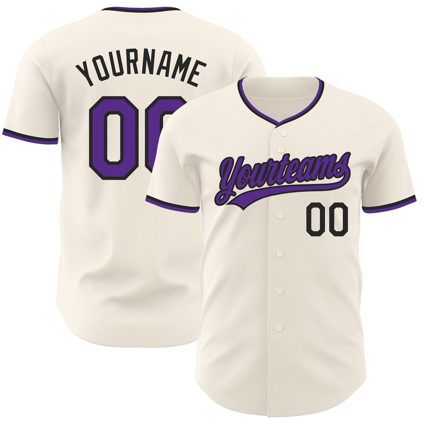 Custom Cream Purple-Black Authentic Baseball Jersey