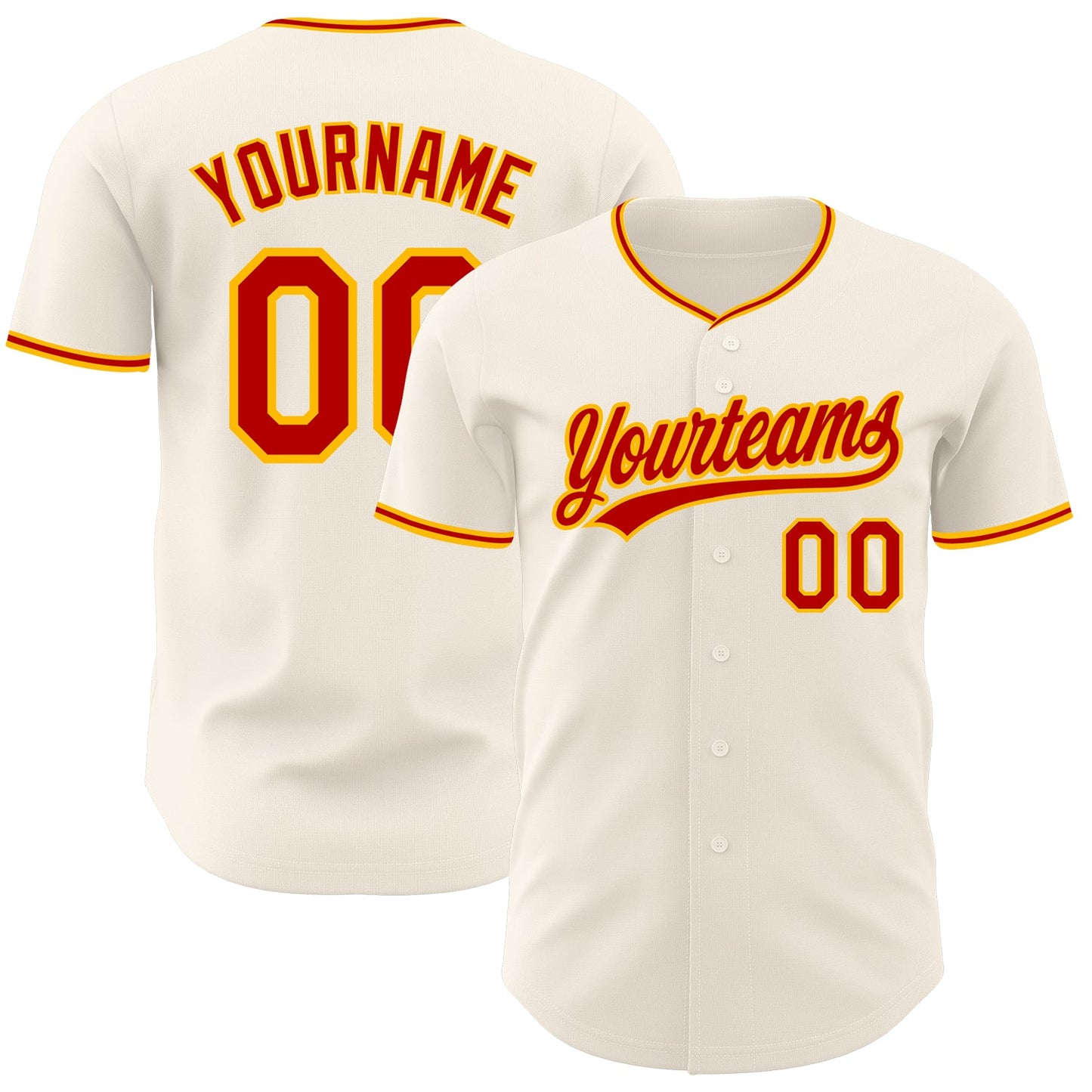 Custom Cream Red-Gold Authentic Baseball Jersey