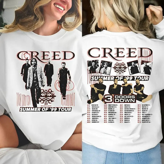 Creed Summer Of 99 Tour Shirt, Music 2 Sides Creed World Tour 2024 Concert 2 Side Unisex Shirt, Band Merch Gift Hoodie,...