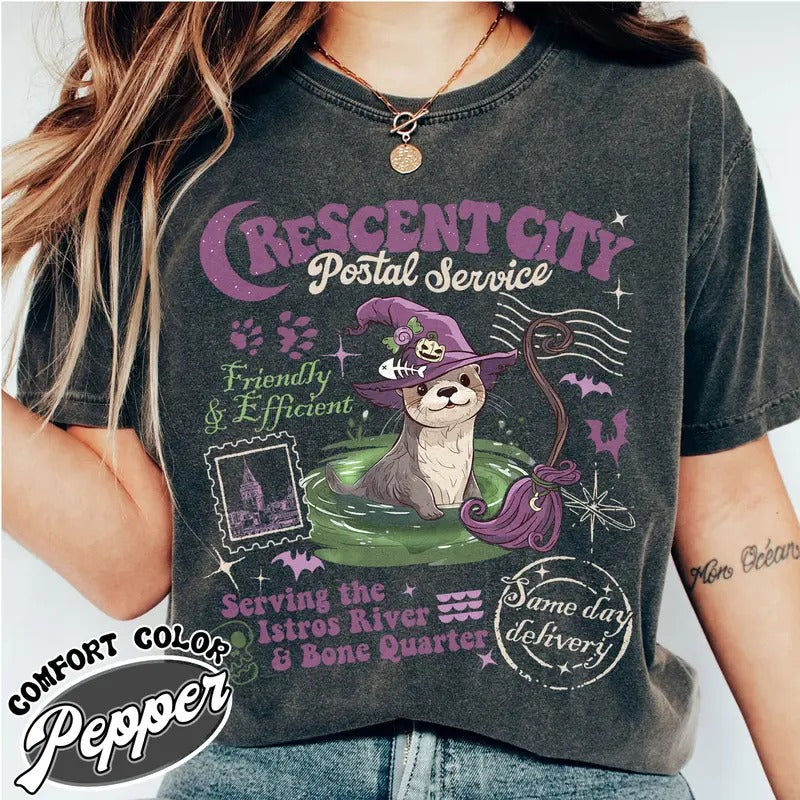 Crescent City Postal Service Comfort Color Shirt, Halloween Book Shirt, Read More Books Halloween Shirt, Crescent City...