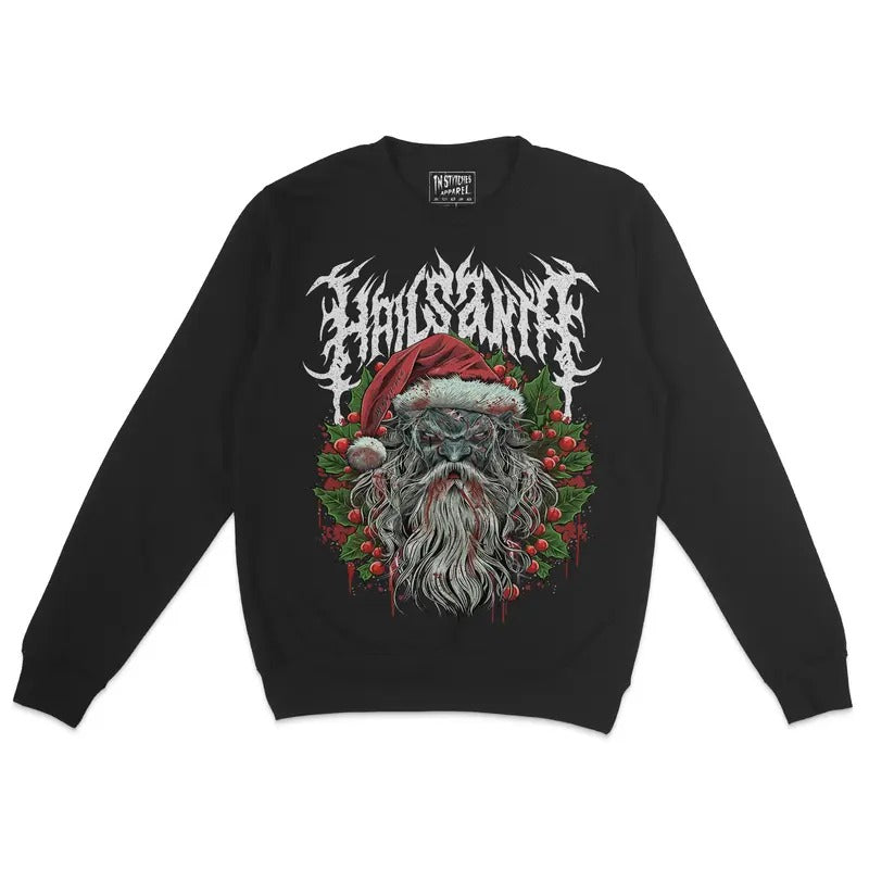 Crewneck Sweatshirt - Hail Santa, Spooky X-Mas, Unisex, Sweater T-Shirts, Hoodie | WearSparks.com