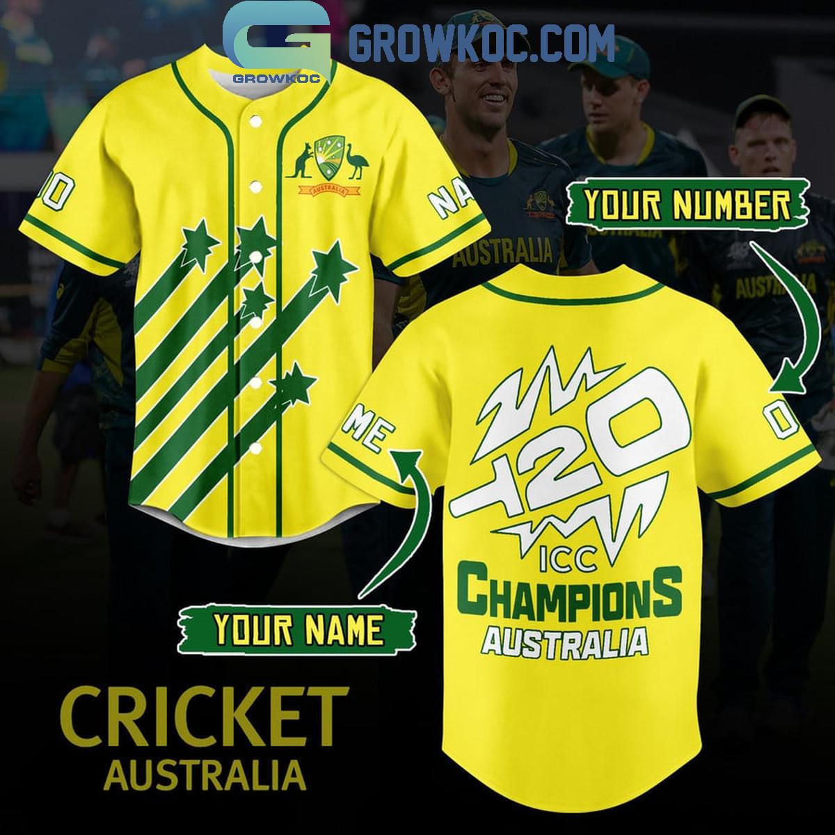 Cricket Australia ICC Champions Personalized Baseball Jersey