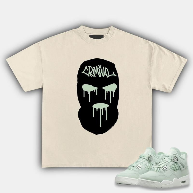 Crimial Match 4s Seafoam Sneakers, Graphic Tee Cotton T-shirt, Unisex Y2K Streetwear Fitted Crewneck Style Hoodie, Sweatshirt
