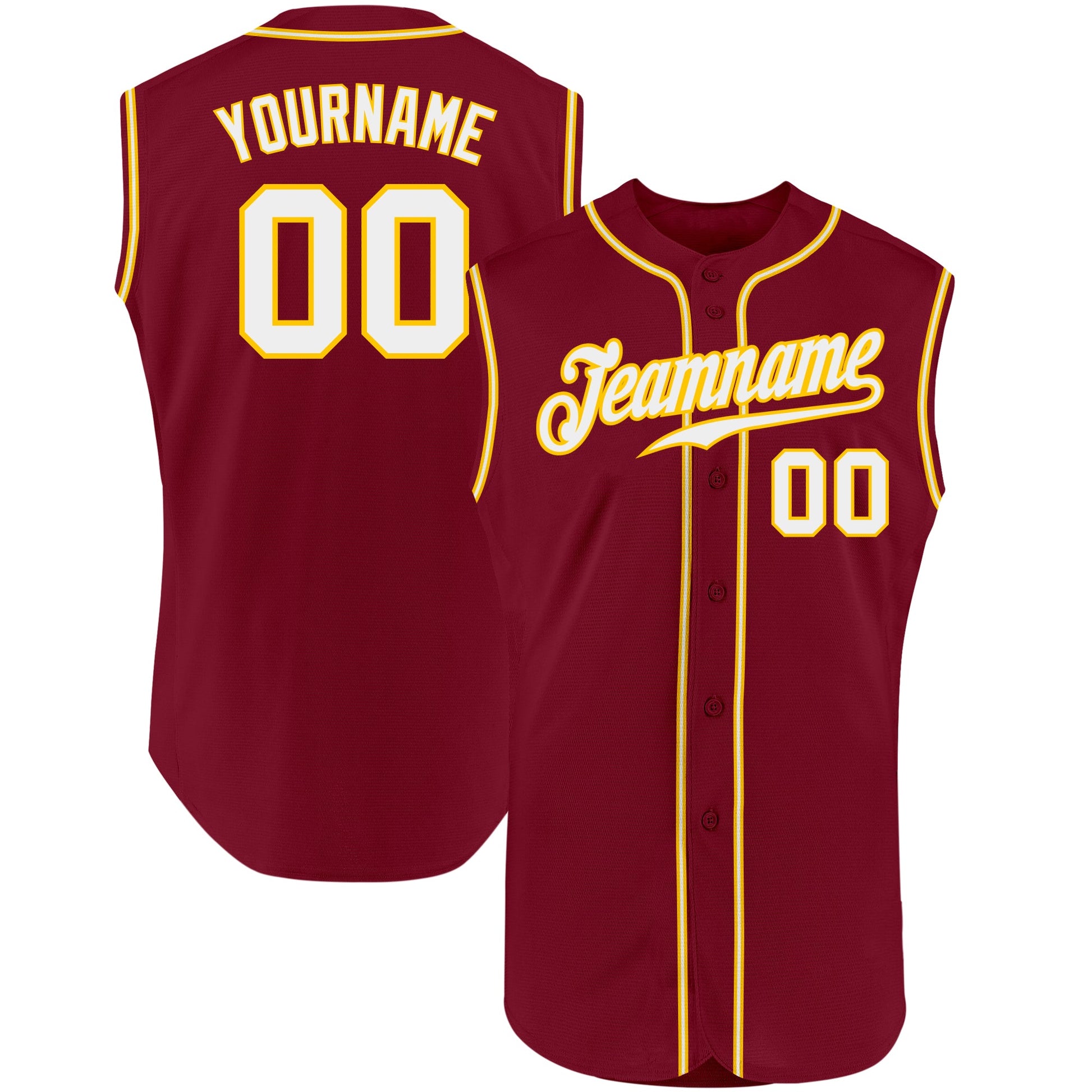 Custom Crimson White-Gold Authentic Sleeveless Baseball Jersey T-Shirts, Hoodie, Sweatshirt | WearSparks.com (Image 1)