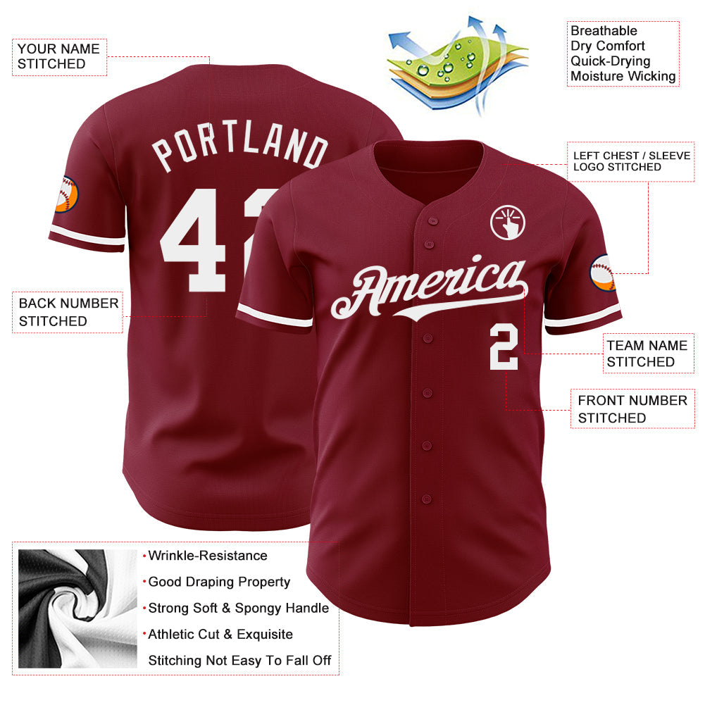 Custom Crimson White Authentic Baseball Jersey T-Shirts, Hoodie, Sweatshirt | WearSparks.com (Image 3)