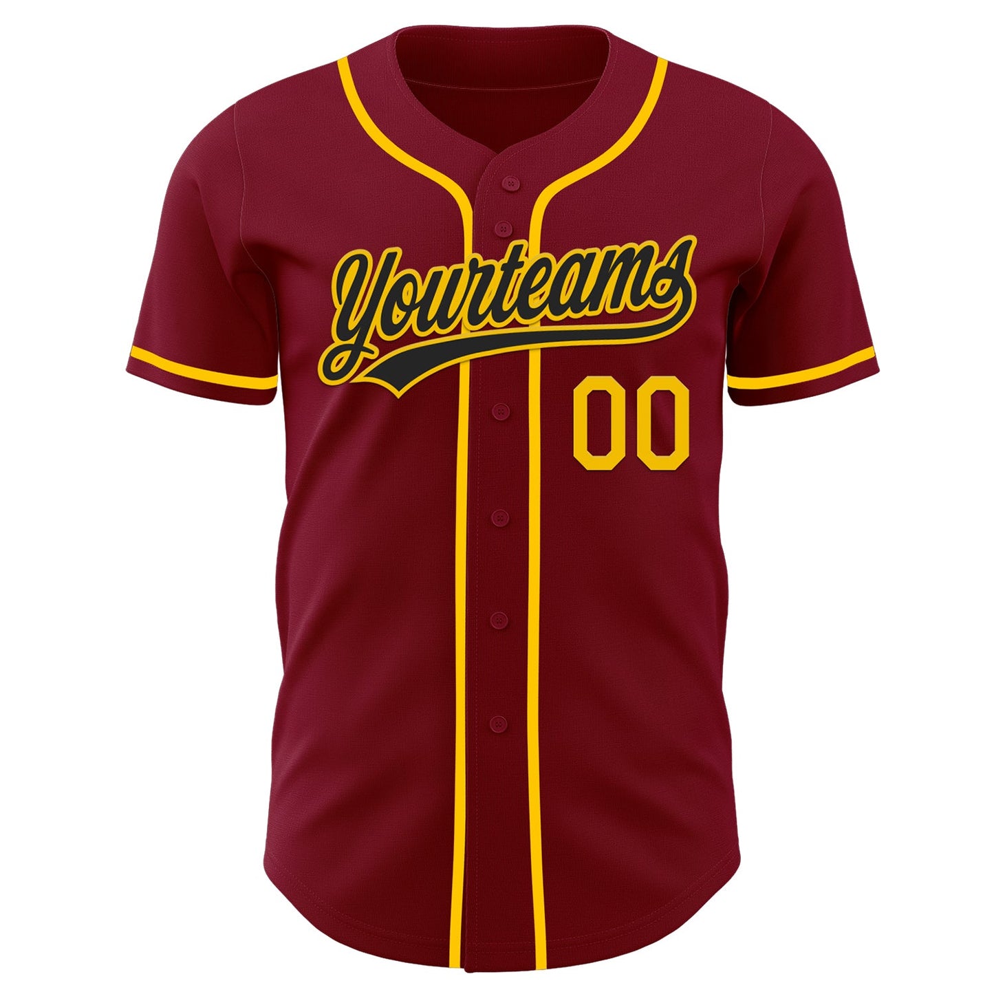 Custom Crimson Yellow Authentic Baseball Jersey