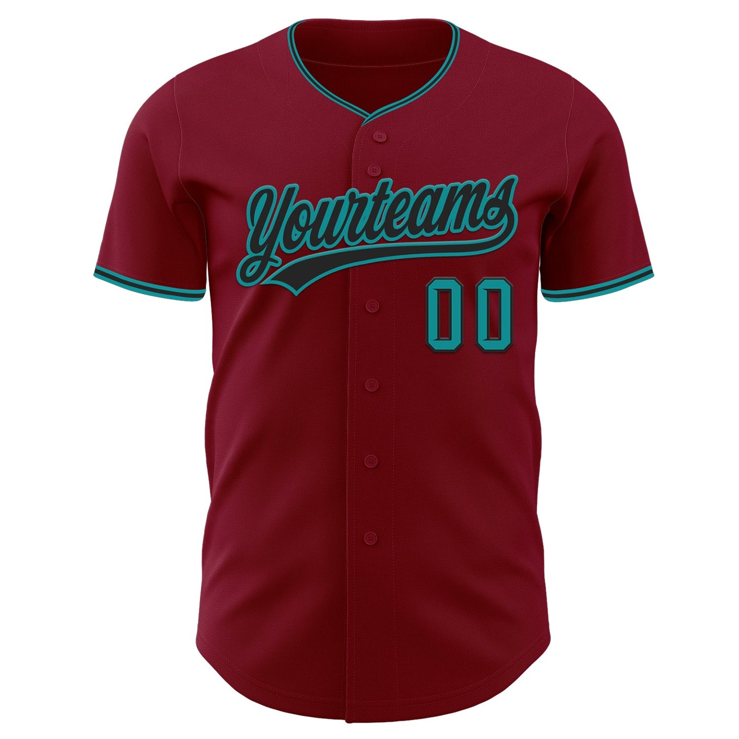 Custom Crimson Black-Teal Authentic Baseball Jersey