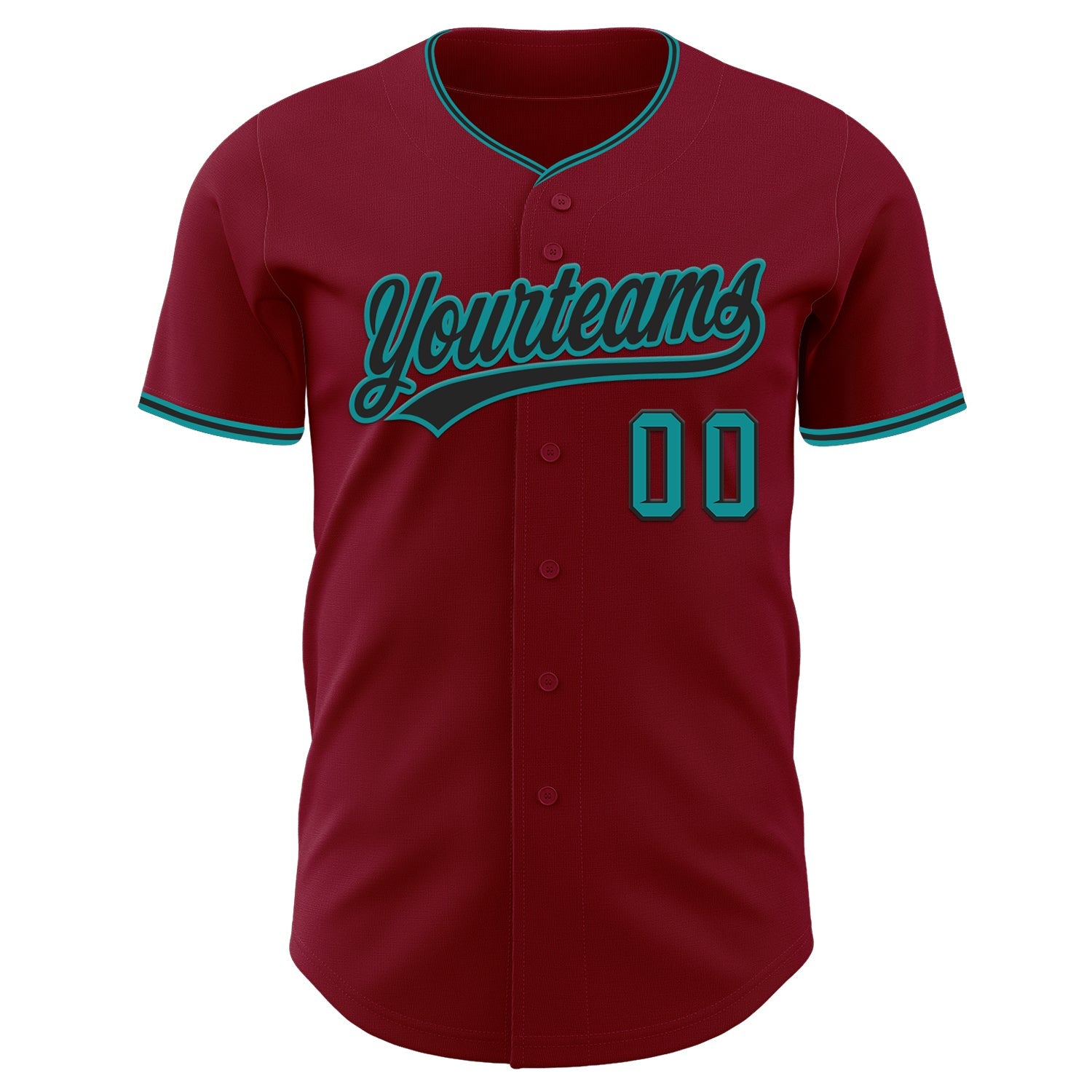 Custom Crimson Black-Teal Authentic Baseball Jersey