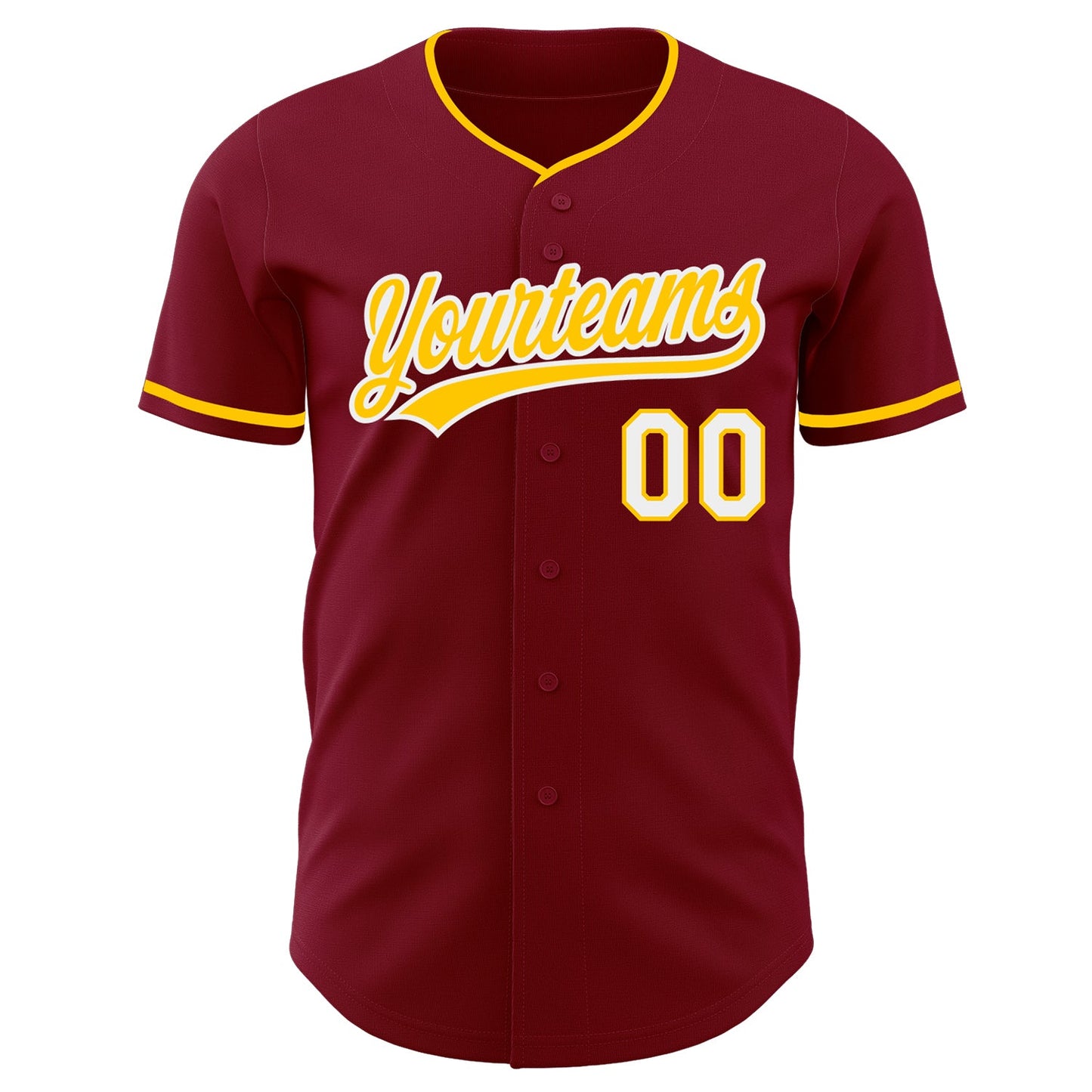 Custom Crimson Yellow-White Authentic Baseball Jersey