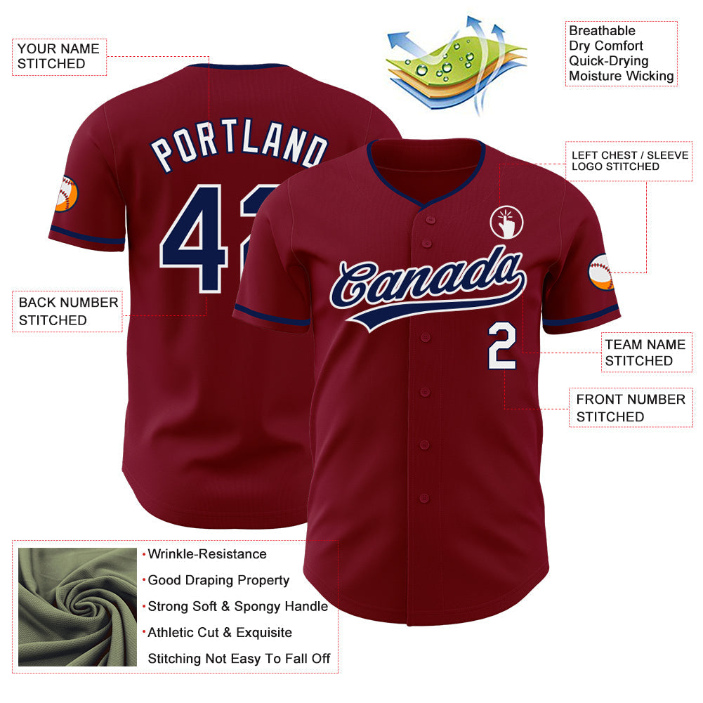 Custom Crimson Navy-White Authentic Baseball Jersey