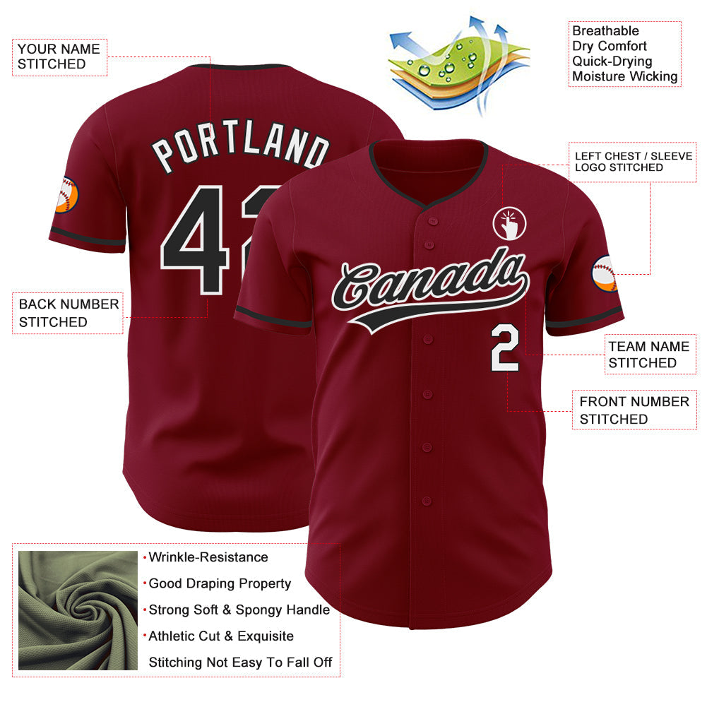 Custom Crimson Black-White Authentic Baseball Jersey