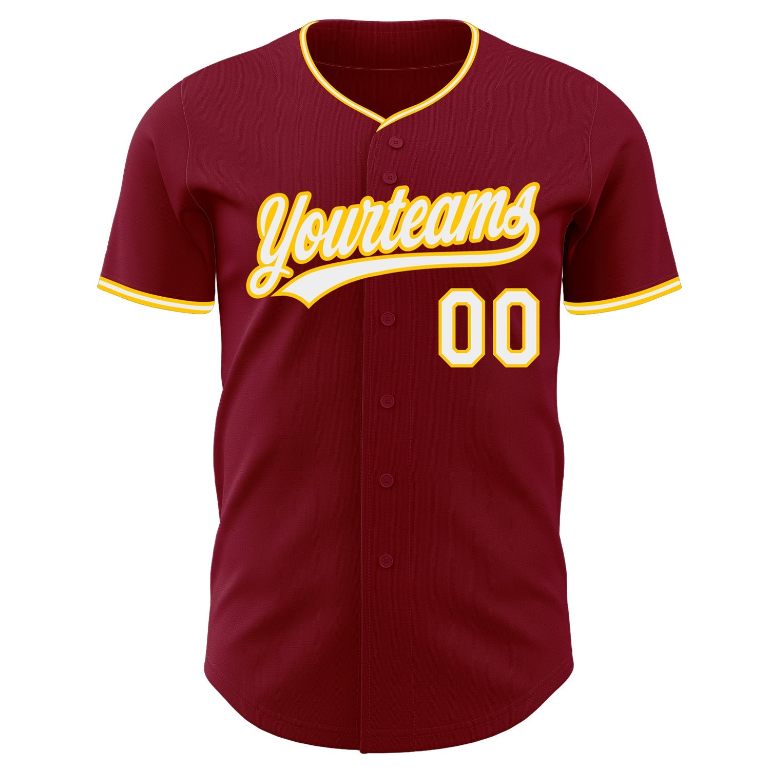 Custom Crimson White-Yellow Authentic Baseball Jersey
