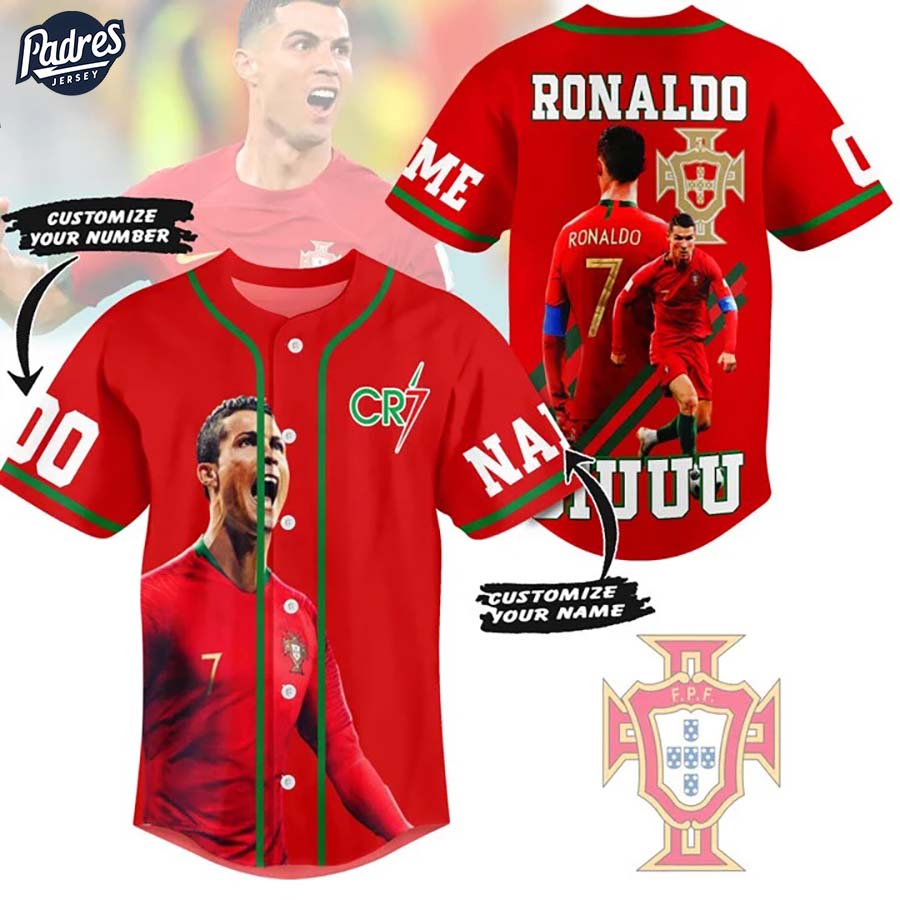 Cristiano Ronaldo Portugal Custom Baseball Jersey Style - Padres Jersey Oasis: Elevate Your Baseball Style Game... (Image 1)