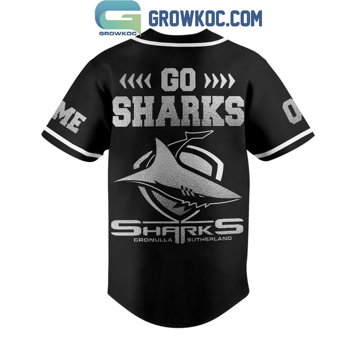 Cronulla Sutherland Sharks Rugby Go Sharks Personalized Baseball Jersey