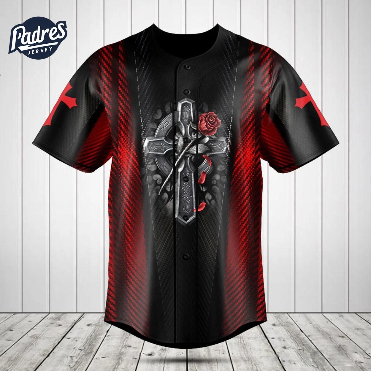 Cross Rose Carbon 3D Pattern Baseball Jersey Style - Padres Jersey Oasis: Elevate Your Baseball Style Game... (Image 1)