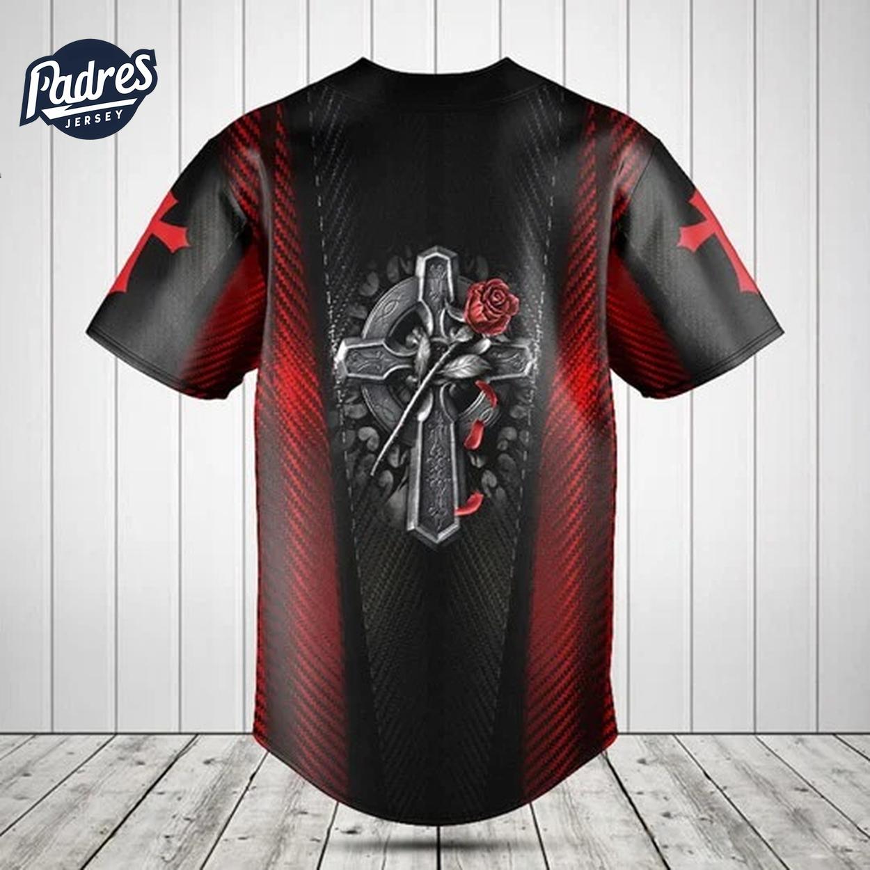 Cross Rose Carbon 3D Pattern Baseball Jersey Style - Padres Jersey Oasis: Elevate Your Baseball Style Game... (Image 2)