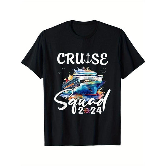 Cruise Squad 2024 Family Match Cruise Tour, Trendy Top Crew Neck T-Shirt, Comfortable Street Style T-Shirt, Essential...