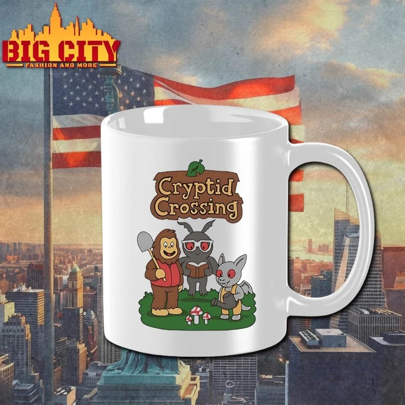 Cryptid Crossing Bigfoot Mothman and an Ahool in the style of Animal Crossing shirt
