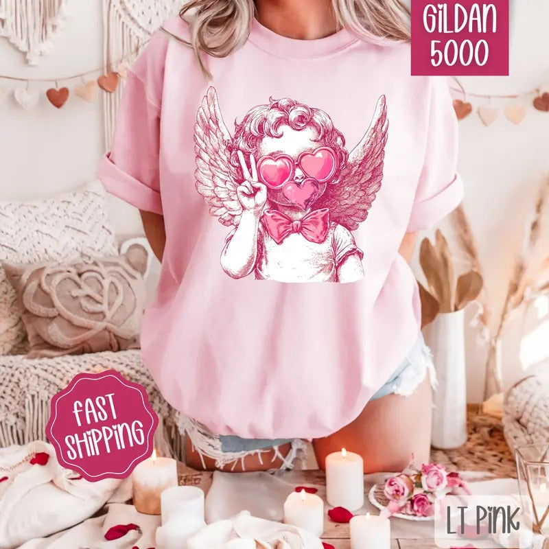 Cupid Bubble Shirt Gildan, Valentine's Day Women's Tee, Holiday Women's Tshirt Plus Sizes Hoodie, Sweatshirt | WearSparks.com