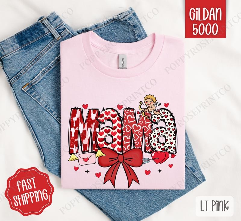 Cupid Mama Shirt Gildan, Valentine's Day Women's Tee, Cute Women's Tshirt Plus Sizes Hoodie, Sweatshirt | WearSparks.com