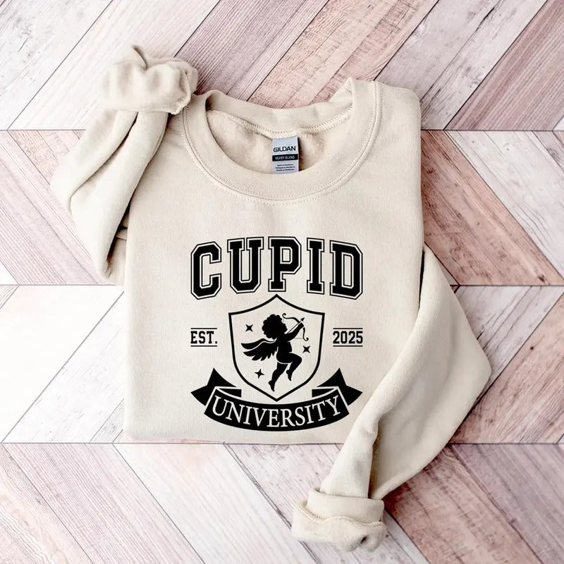 Cupid University Est. 2025 Sweatshirt, Cupid University Shirt, Couple Matching Sweatshirt, Romantic Couple Outfit, Cute...