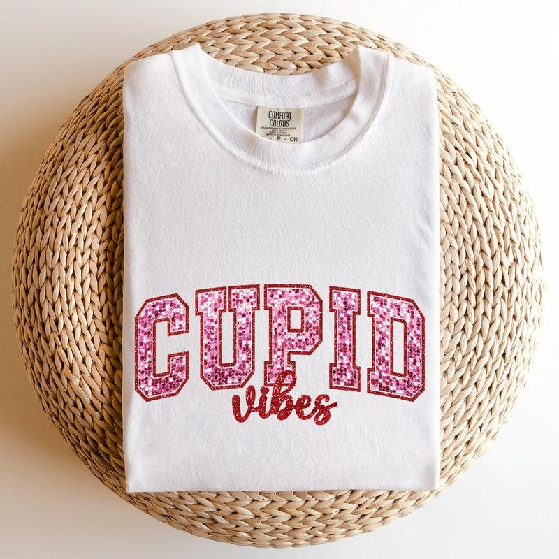 Cupid Vibes, Collegiate, Love, Comfort Colors Tshirt, Valentine's Day, Valentine's Day Comfort Colors Tshirt, Women's...