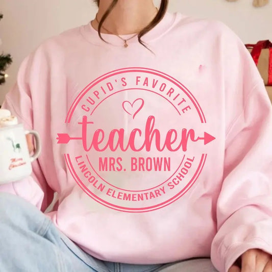 Cupid's Favorite Teacher Valentine's Day Sweatshirt, Unisex T-Shirt, Classic Fit Hoodie | WearSparks.com