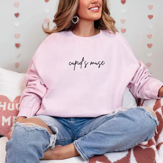 Cupid's Muse Embroidered Sweatshirt, Good Vibes Sweatshirt, Quotes Sweater, Comfort Colors Embroidered T-Shirt EMB Hoodie