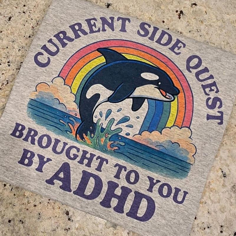 Current side quest brought to you by ADHD Tee Hoodie, Sweatshirt | WearSparks.com