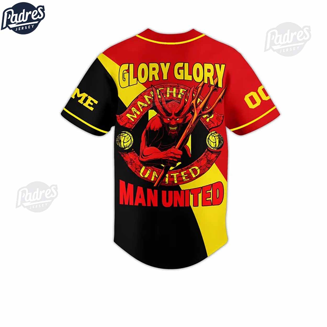 Custom Glory Glory Red Evil Manchester United Baseball Jersey - Padres Jersey Oasis: Elevate Your Baseball... (Image 2)